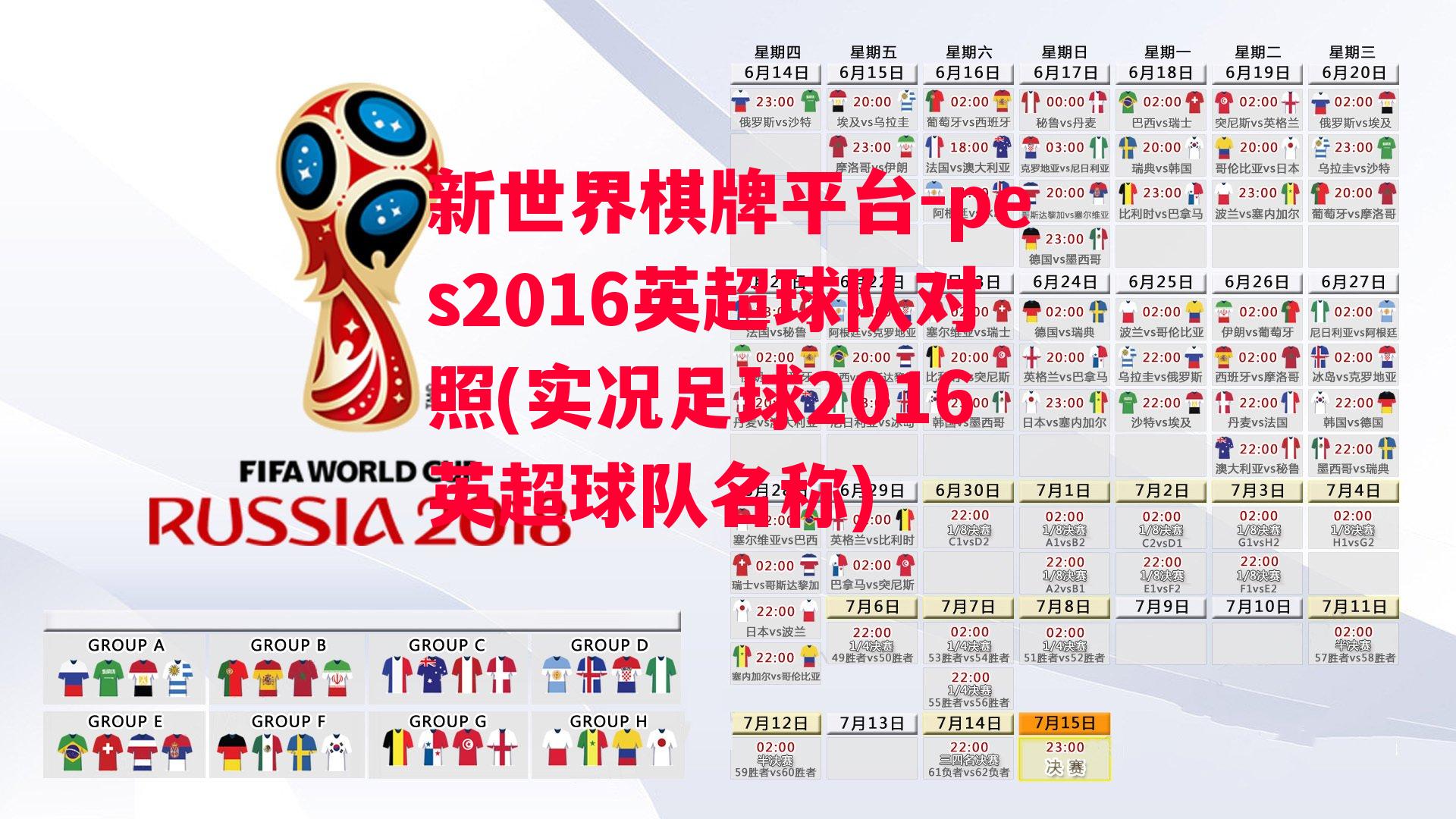 pes2016英超球队对照(实况足球2016英超球队名称)